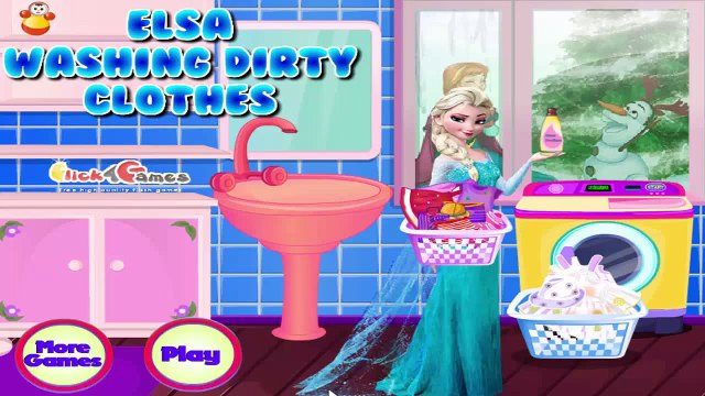 DISNEY FROZEN PRINCESS ELSA WASHING DIRTY CLOTHES LAUNDRY GAME