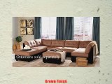 Sectional Sofa with Button Tufted Design Brown Microfiber
