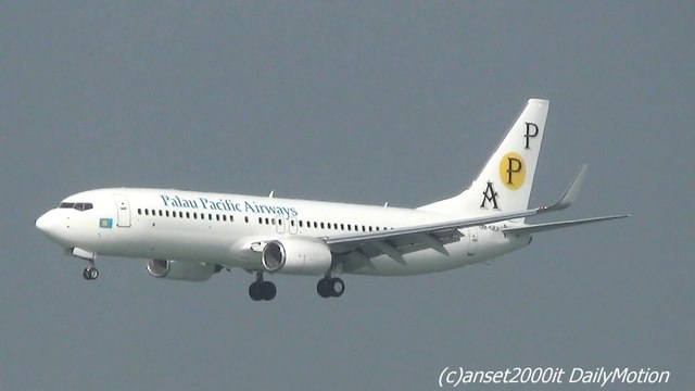 Palau Pacific Airways Flight ED1167 Landing in Hong Kong Airport. Boeing 737 OM-GEX
