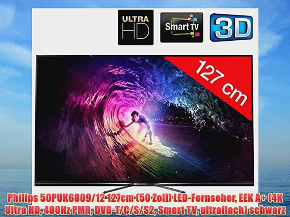 Philips 50PUK6809/12 127cm (50 Zoll) LED-Fernseher EEK A  (4K Ultra HD 400Hz PMR DVB-T/C/S/S2