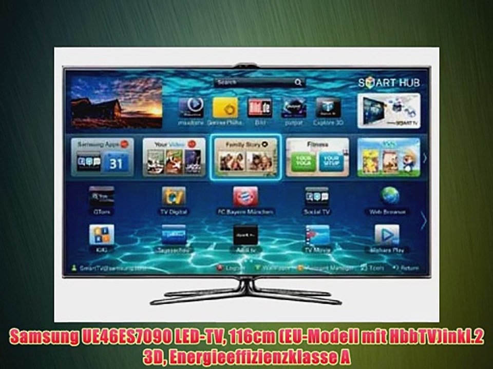 Samsung UE46ES7090 LED-TV 116cm (EU-Modell mit HbbTV)inkl.2 3D Energieeffizienzklasse A