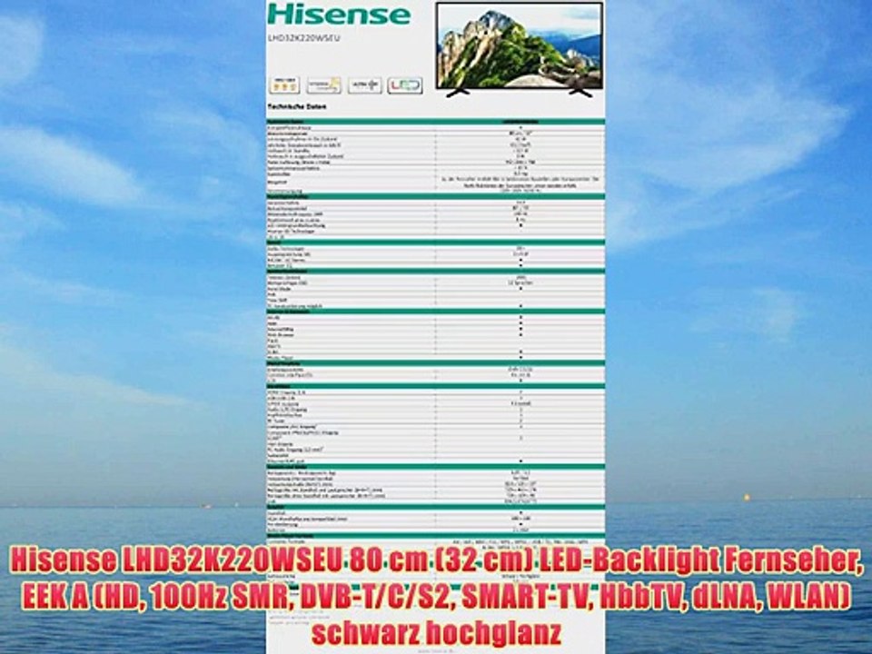 Hisense LHD32K220WSEU 80 cm (32 cm) LED-Backlight Fernseher EEK A (HD 100Hz SMR DVB-T/C/S2