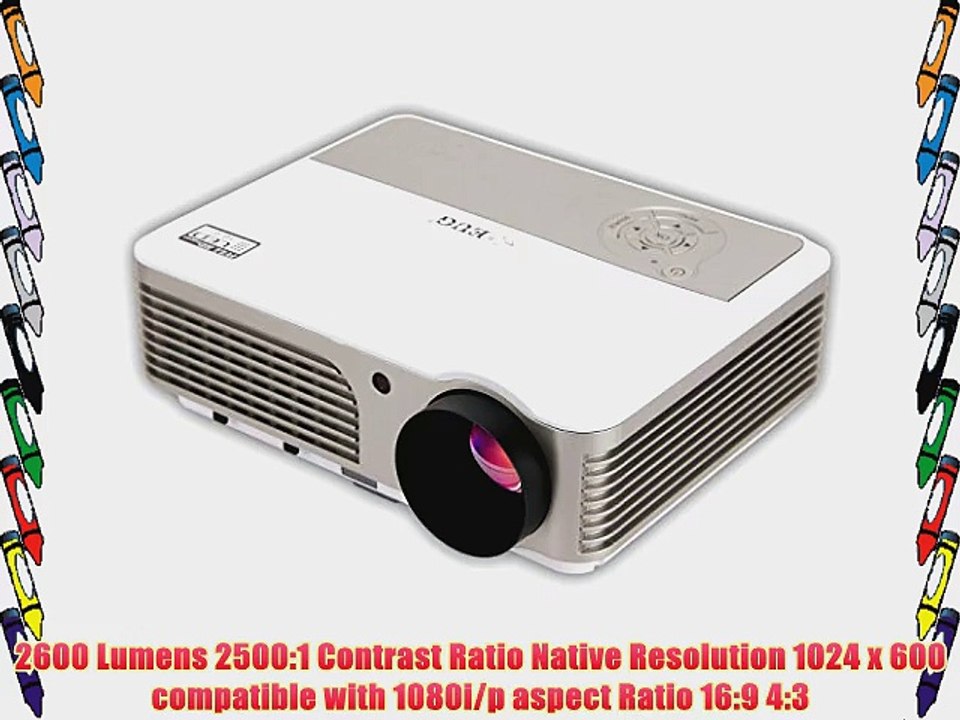 EUG X760 Multimedia HD 3D Ready Home Office LCD Digital Projector 1080P 2600 Lumens Cinema