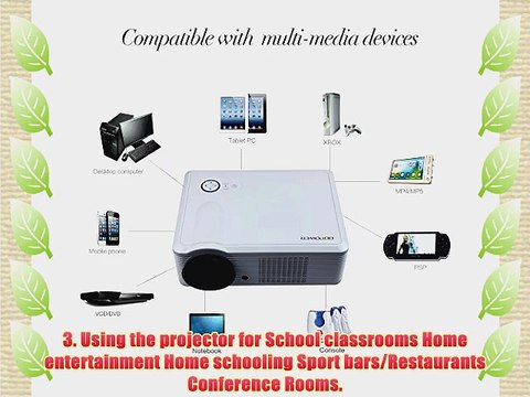 DBPOWER LED Projector 1080P HDMI USB Home Cinema Projector System for School Classrooms Home