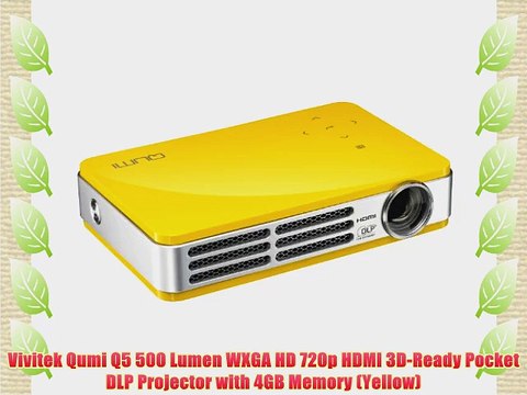 Vivitek Qumi Q5 500 Lumen WXGA HD 720p HDMI 3D-Ready Pocket DLP Projector with 4GB Memory (Yellow)