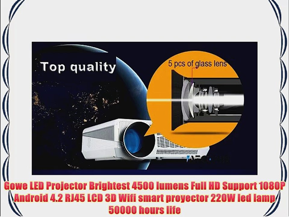 Gowe LED Projector Brightest 4500 lumens Full HD Support 1080P Android ...