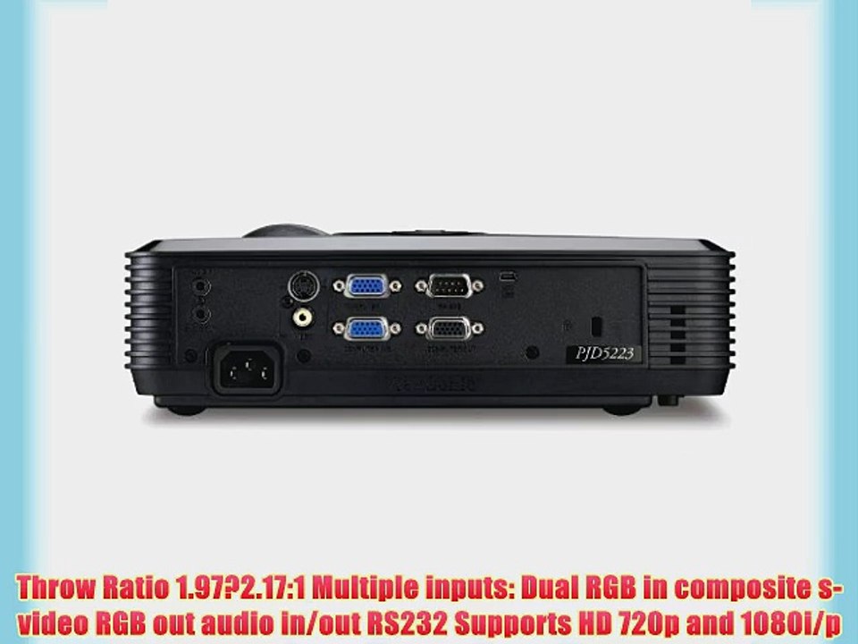 ViewSonic PJD5223 XGA DLP Projector - 2700 Lumens 3000:1 DCR 120Hz/3D Ready Speaker