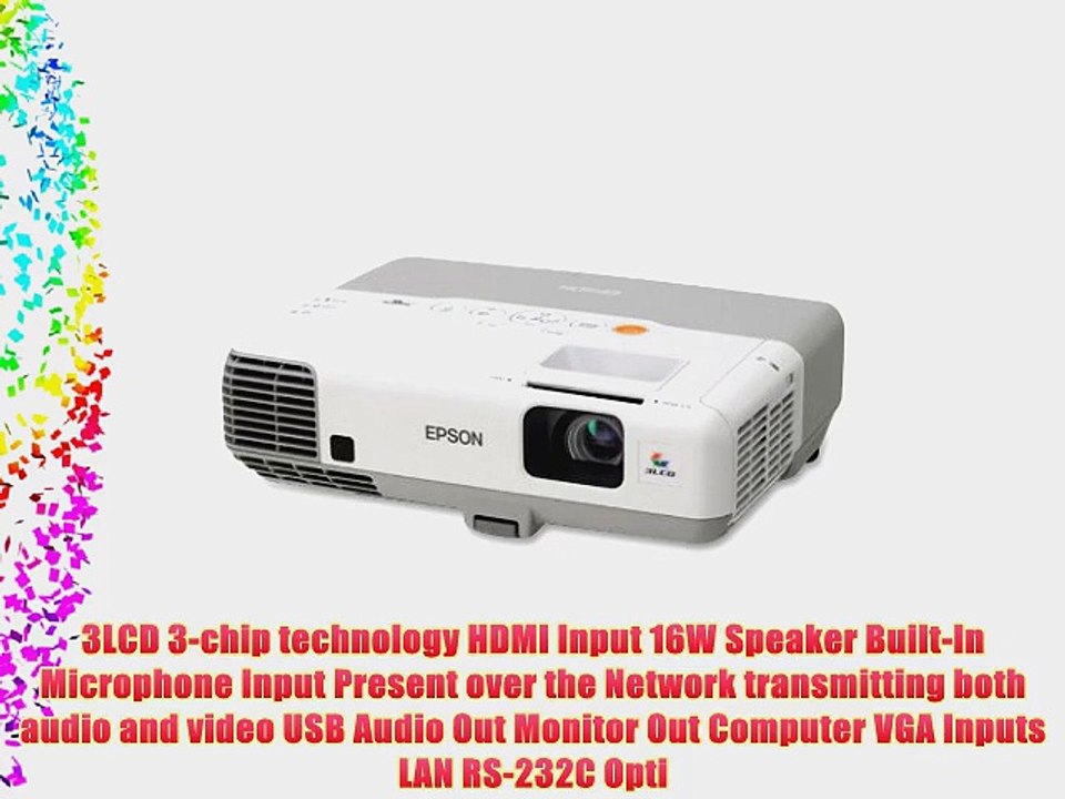 Epson V11H383020 PowerLite 95 XGA 3LCD Projector 2600 ANSI Lumens