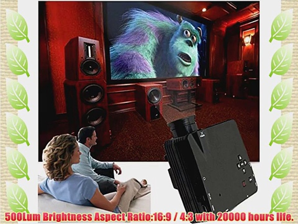 Aketek? 1080P LED Protable Projector HD PC AV VGA USB HDMI(Black)