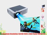 DBPOWER 1080P Video Projector 854*540 2000 Lumens HD Home Theater Multimedia LCD Projector