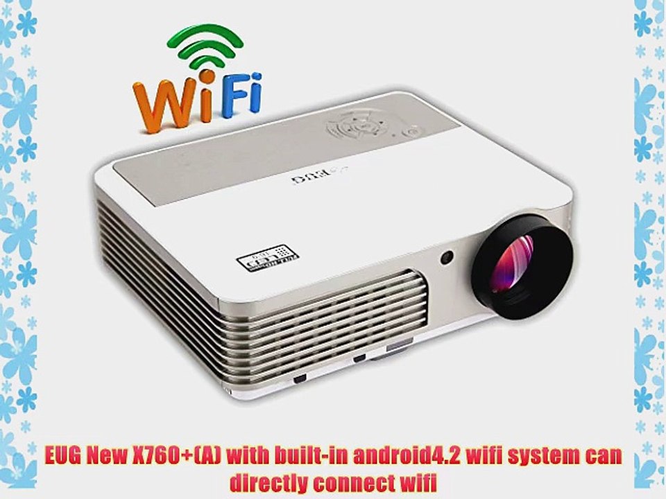 EUG X760 (A) New Android4.2 Bulit-in Wifi 3D Full HD LED Home Office Projector Multimedia LCD