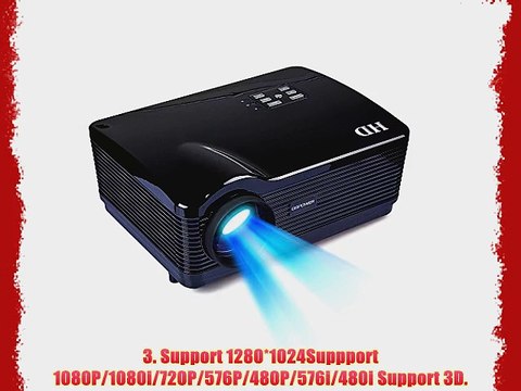 3*HDMI USB 3D LED Multimedia HD 3000 lumen Projector 1080P Native 1280*768 Contrast Ratio 2000: