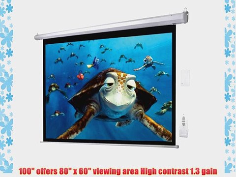 100 4:3 Electric Screen Matte White Projector Projection RC Auto Remote Control US/110V