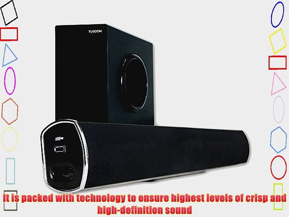 Turcom TS-404 160-Watt 2.1 Channel Home Theater Surround Sound Bluetooth Soundbar with Wireless
