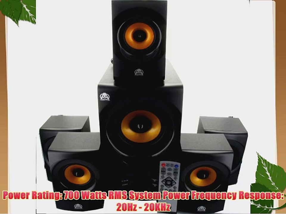 Acoustic Audio AA5170 Home Theater 5.1 Bluetooth Speaker System 700W with Powered Sub