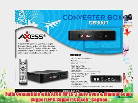 Axess-CB-3001 ATSC Digital TV Converter Box w/ Media Player