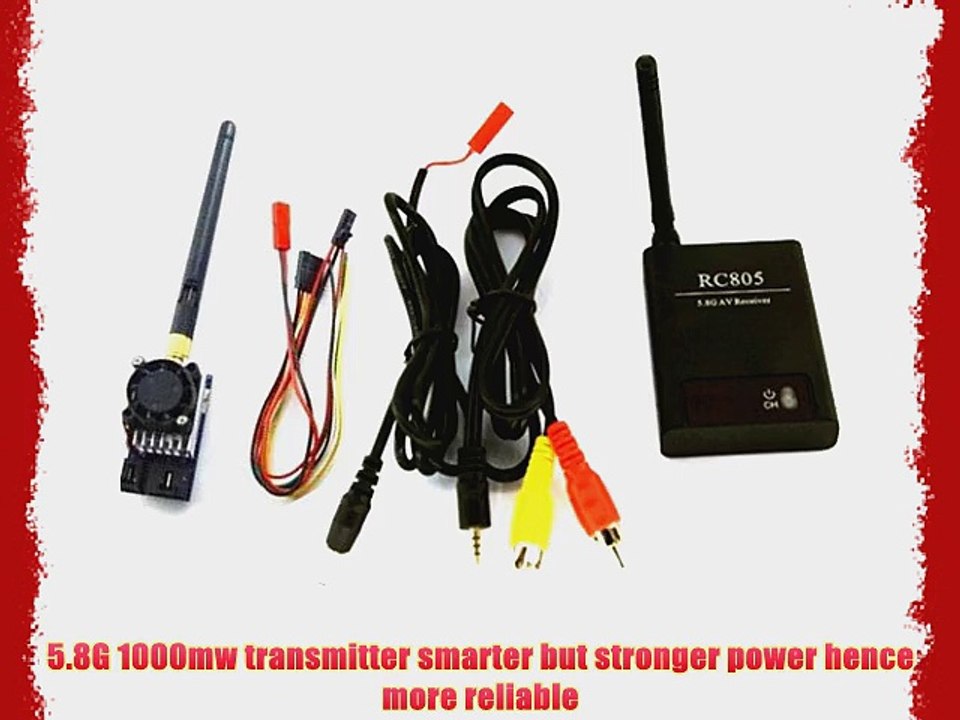 ZJchao(TM) FPV 5.8G 1W 1000MW Video Audio Transmitter TX 5KM   5.8GHz Reciver for FPV