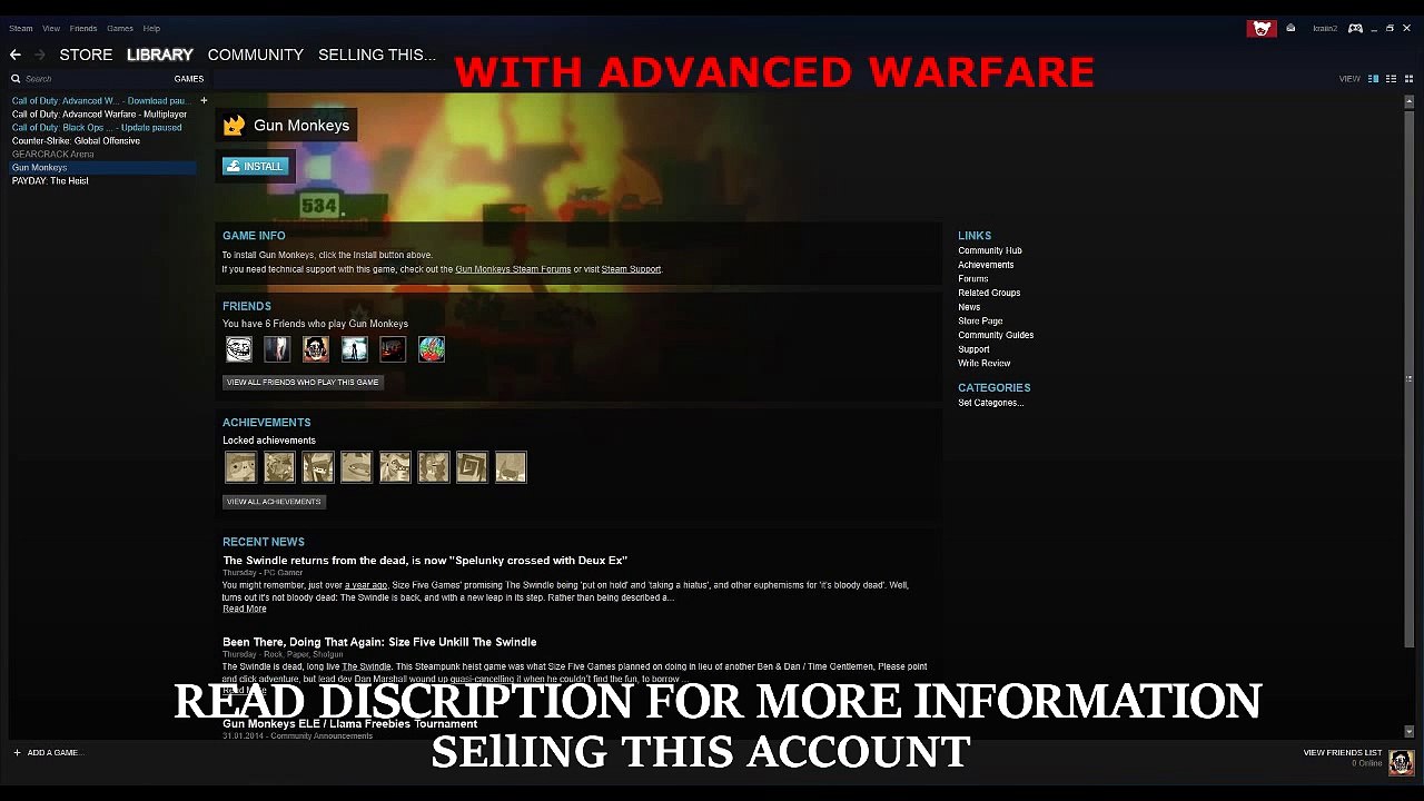 SELLING STEAM ACCOUNT WITH ADVANCED WARFARE!! [READ DESCRIPTION]