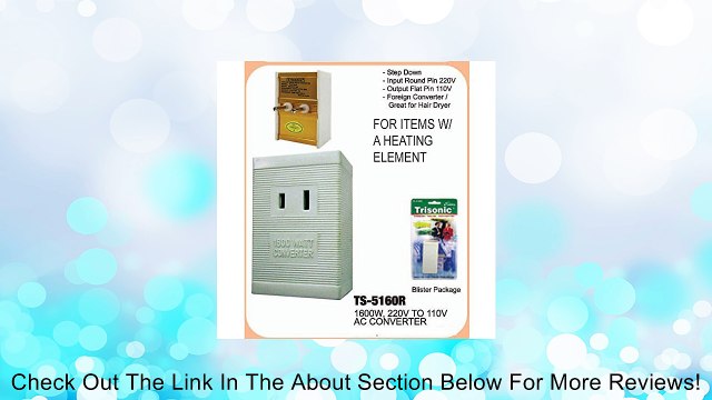 International Voltage Converter 220V to 110V 1600 Watt. Use US appliances overseas Review