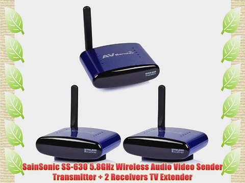 SainSonic SS-630 5.8GHz Wireless Audio Video Sender Transmitter 2 Receivers TV Extender