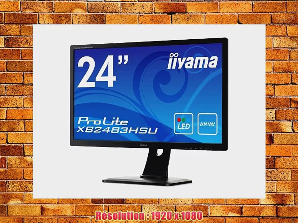 Iiyama Prolite XB2483HSU-B1 Ecran PC LCD 24 (60 cm) 1920 x 1080 2 ms VGA/DVI/HDMI Noir
