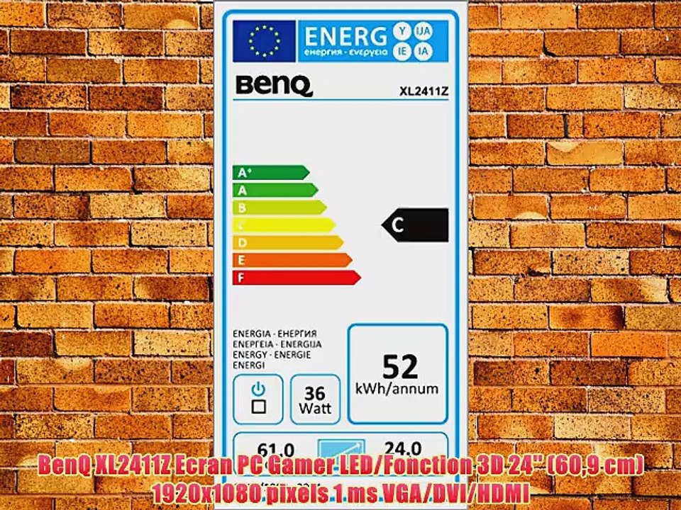 BenQ XL2411Z Ecran PC Gamer LED/Fonction 3D 24'' (609 cm) 1920x1080 pixels 1 ms VGA/DVI/HDMI