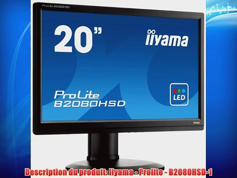 Iiyama B2080HSD-B1 Ecran PC sans tuner LED 20'' 1920 x 1200 Noir