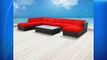 Luxxella Patio Mallina Outdoor Wicker Furniture 9-Piece All Weather Couch Sofa Set Red