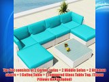 Uduka Outdoor Sectional Patio Furniture White Wicker Sofa Set Diani Turquoise All Weather Couch
