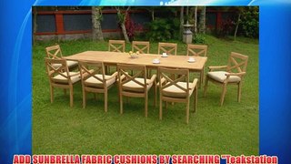 Granada 11 Pc Luxurious Grade-A Teak Wood Dining Set : Large 117 Rectangle Table And 10 Stacking