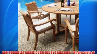 New 7 Pc Luxurious Grade-A Teak Dining Set - 60 Round Table And 6 Stacking Arbor Arm Chairs