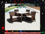 Atlantic 5-Piece Grand New Liberty Deluxe Square Wicker Dining Set Brown with Off-White Cushions