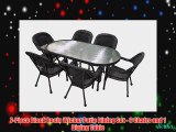 7-Piece Black Resin Wicker Patio Dining Set - 6 Chairs and 1 Dining Table