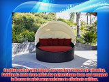 Harmonia Living Wink Wicker Curved Outdoor Daybed with Red Sunbrella Cushion (SKU HL-WINK-1DB-HN)