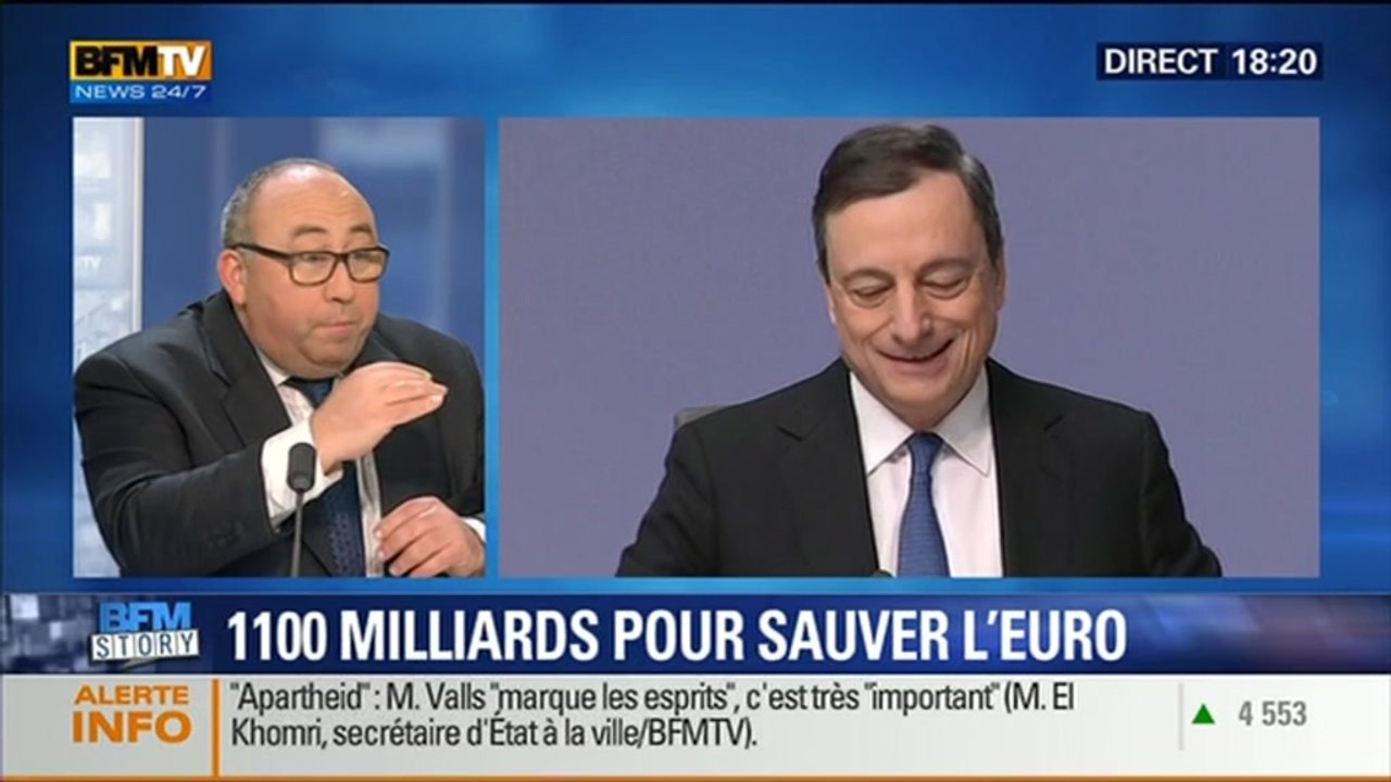 BFM Story: La BCE va racheter au moins 1100 milliards de dettes pour relancer la croissance en zone euro - 22/01