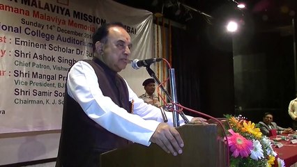 Dr Subramanian Swamy talking about Madam Mohan Malaviya in Mumbai on 14th Dec 2014