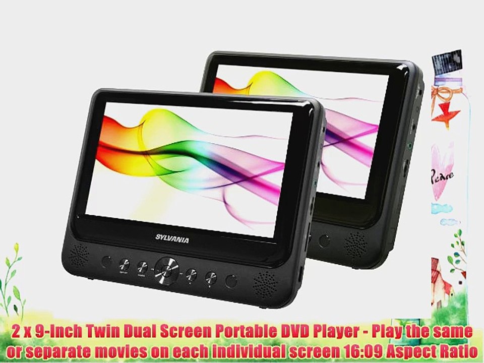 Sylvania SDVD9805 9-Inch Twin Dual Screen DVD Player with Built-In USB/SD Card Reader