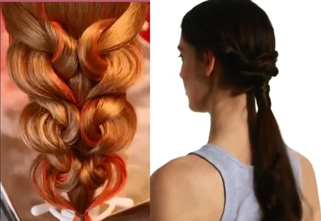 Low Ponytail with Twist and Wrap Around Knotted Braid Tutorial