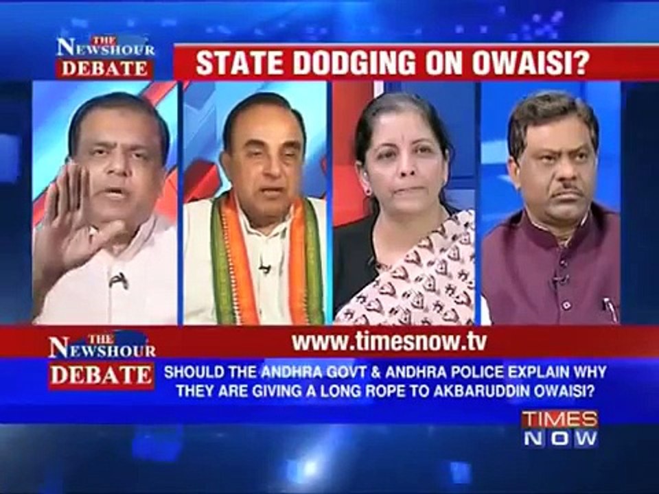 Dr Subramanian Swamy on Times now debate about Akbaruddin Owaisi 'Hate Speech'
