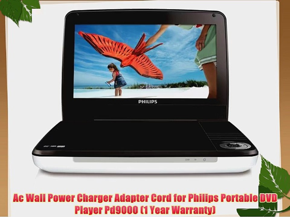 Ac Wall Power Charger Adapter Cord for Philips Portable DVD Player Pd9000 (1 Year Warranty)