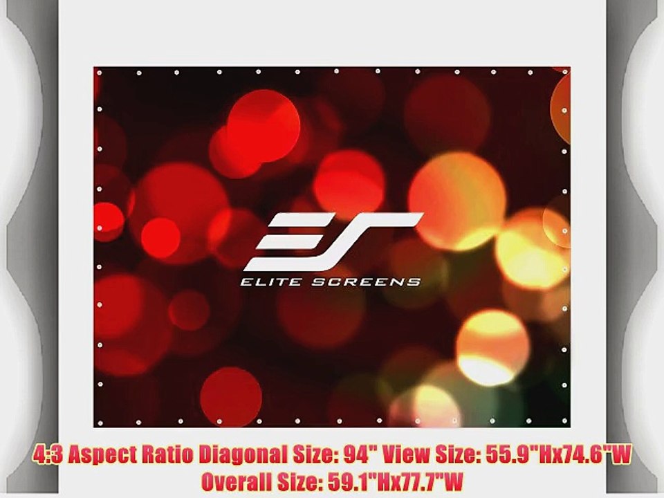 Elite Screens 94 Inch 4:3 DIY Screen Indoor and Outdoor Projector Screen (55.9Hx74.6W)