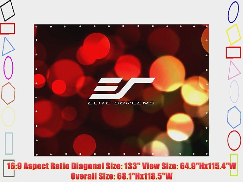 Elite Screens 133 Inch 16:9 DIY Screen Indoor and Outdoor Projector Screen (64.9Hx115.4W)