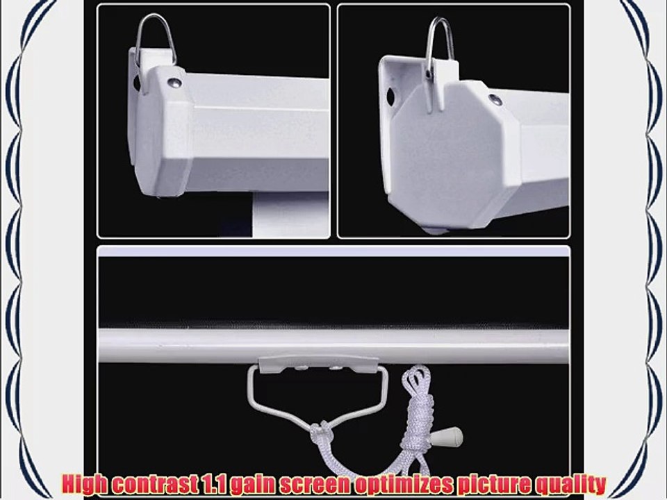 92 Diagonal 16:9 Manual Projector Projection Screen Pull Down Self-Locking Home