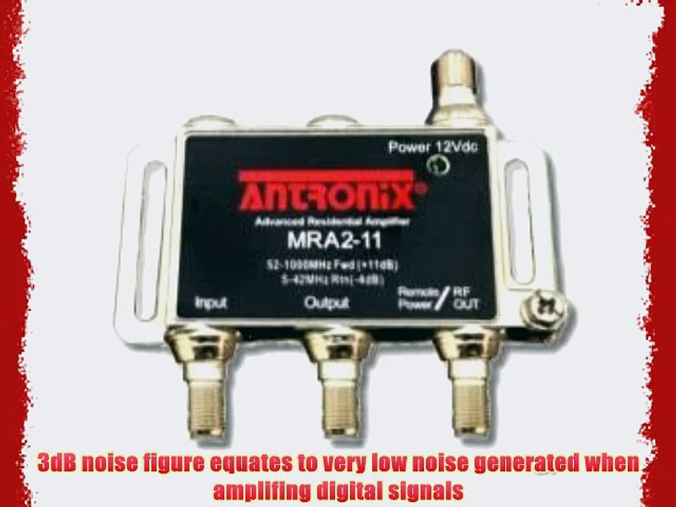 Amplifier Cable TV RF Broadband 11dB Gain Two Output 5-1002Mhz w/ Power Adapter