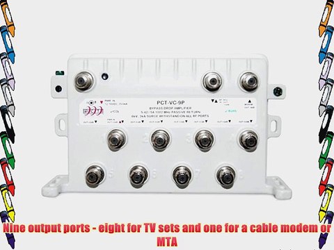 PCT RF Distribution Cable TV HDTV Splitter Signal Booster/Amplifier with Passive Return (PCTVC9P)