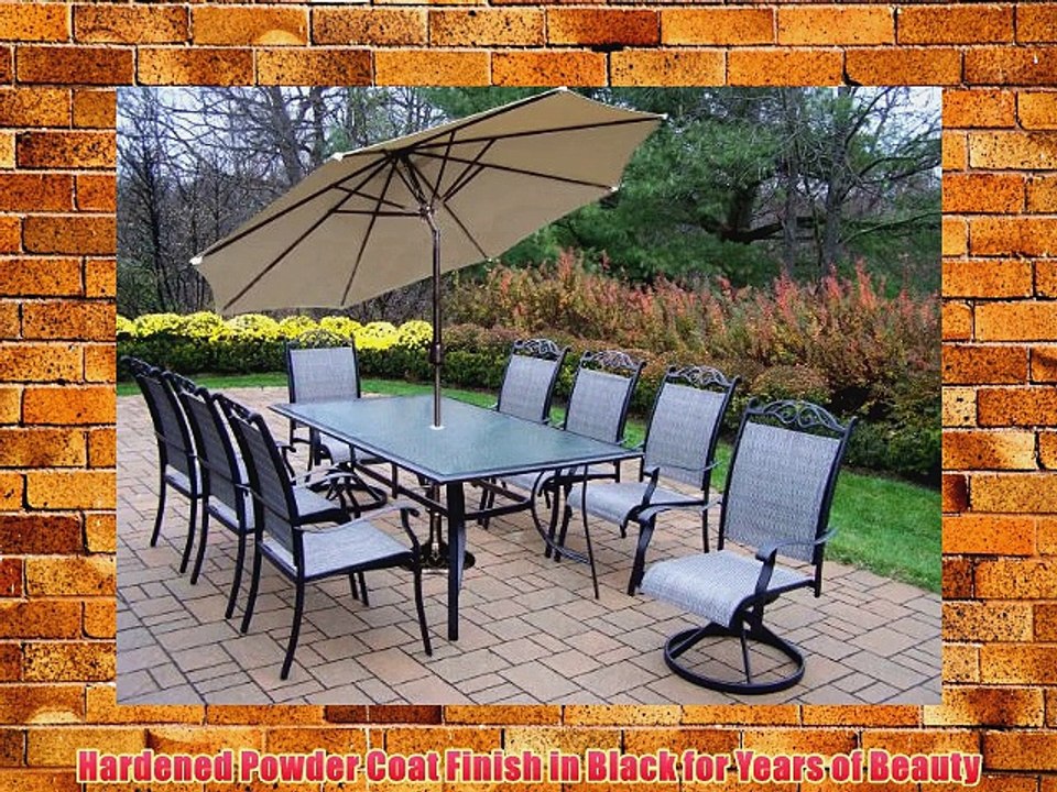 Oakland Living Cascade 9-Piece Dining Set with 72 by 42-Inch Table 6 Stackable Chairs 2 Swivel