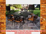 Oakland Living Hampton 9-Piece 60-Inch Square Dining Table Set with Sunbrella Cushions