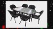 7-Piece Black Resin Wicker Patio Dining Set - 6 Chairs and 1 Dining Table