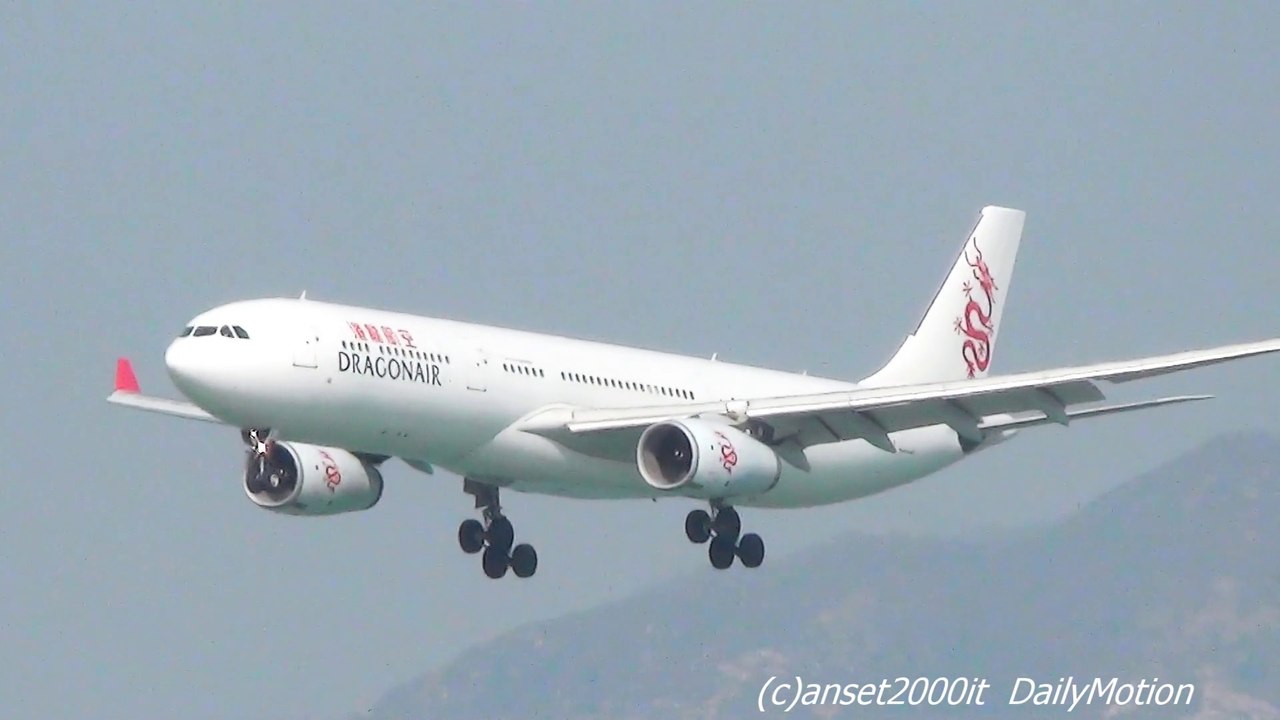 Dragonair Planes Landing in Hong Kong Airport. Airbus A320 and A330