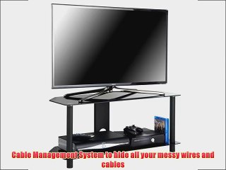 VonHaus Plasma/LED/LCD/3D Glass TV Stand upto 42 or 40Kgs with Cable Management with 2 Shelves